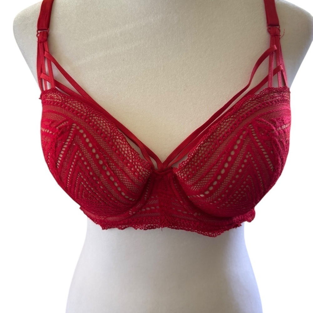 Elegant Red Lace Bra Size 34D